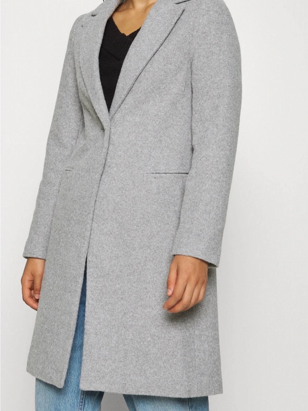 New Look Light Grey Single-Breasted Long Coat